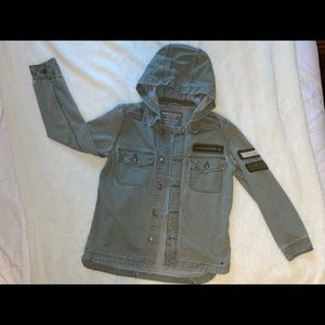 American Eagle army green oversized military jacket.